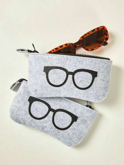 3pcs Thickened Felt Eyeglass Bag, Stylish Unisex Knitted Felt Glasses Bag,Storage Bag, Suitable For Sunglasses, Essentials For Summer Trip To The Beach Christmas For Holiday Gift Giving