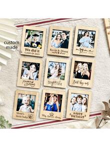 Customized Linden Wood Mini Magnetic Wooden Photo Frame, Instant Photo Printing, Engraved Wooden Frame, Personalized School Gift, Bulk/Back To School, Home & Living, Christmas Home Atmosphere, Autumn Home Refresh, Xmas Decoration