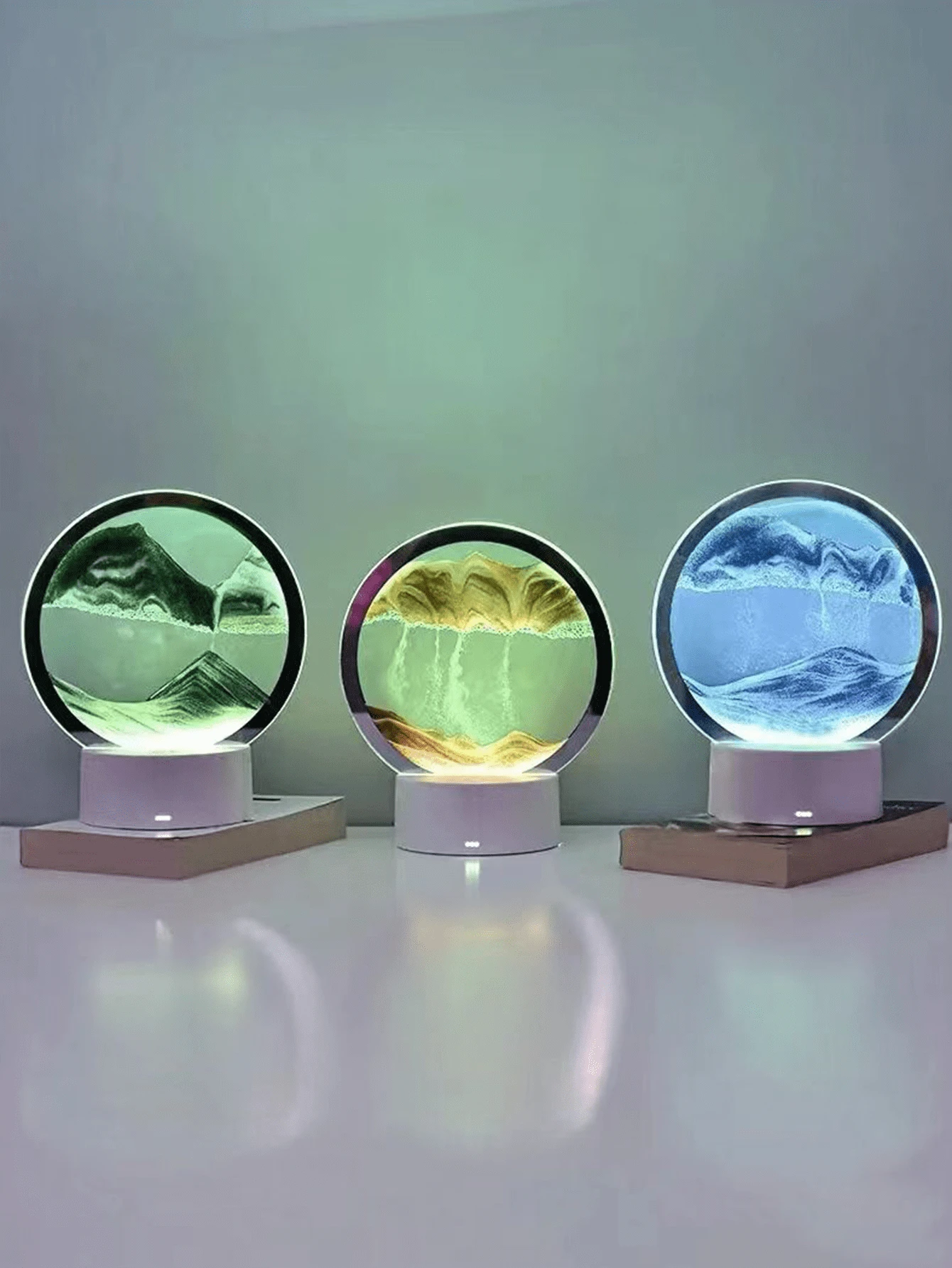 1pc Led Creative Sandglass, Festival Gift, Glass Liquid Sand Painting Night Light, Usb/Battery Dual-Use Touch Night Light, Bedroom Ambient Table Lamp, Home Decoration, Gift For Friends Birthday Gifts Graduation