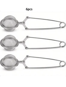 6 pièces/1 pièce Infuseur à thé en acier inoxydable avec manche, convient pour thé en vrac, filtre à boule de thé à maille fine, passoire à poudre pour le sucre de cuisson, le matcha, la poudre de cacao, tamis fin ménager Retour à l'école - Argent - Voir 14