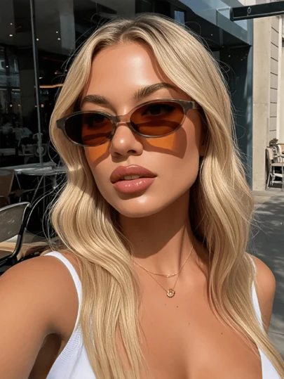 2025 New 1pc Women's Oval Small Frame Personalized Full Frame Glasses, Leopard Print Frame, Black Frame, Tinted Frame, Fashion Glasses Suitable For Outfits, Photo Shoots, Back To School Season