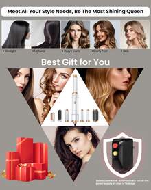 UKLISS 6-In-1 Hot Air Brush Set With 3 Temperature Settings (50℃/78℃/105℃) - Multifunctional Hair Dryer Straightener Curler, Time-Saving, Portable For Travel, Ideal Christmas Gift To Create Stylish Hairstyles - 查看 9