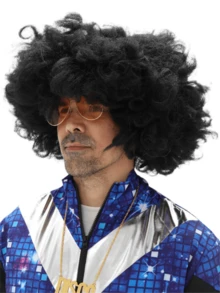 Disco Party Afro Wig For Men - 1980's Black Taco Style