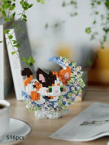 18 Pcs Cute Moon Flower Animal Building Blocks, DIY Animal Series Blocks, Desktop Decoration, Stress Relief, Home Decor, Assembling Figurine, Office Desk Accessories, Birthday Gift, New Year Gift, Christmas Gift, Suitable For Girlfriend Birthday, Creative Valentine's Day Gift