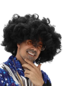 Disco Party Afro Wig For Men - 1980's Black Taco Style