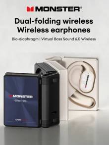 Tai nghe Bluetooth MONSTER AC530 thiết kế mới, kiểu tai treo có thể gập lại, âm trầm sâu, khử tiếng ồn ENC, âm thanh chất lượng cao, nghe nhạc/gọi điện/chơi game, độ trễ thấp, thời lượng pin dài, tai nghe không dây tương thích với điện thoại thông minh và máy tính - Nhiều màu - Xem 2