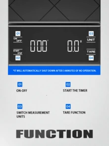 1 pieza Balanza electrónica de cocina digital de 3 kg/0.1 g - Balanza para café - Material ABS duradero - Con función de puesta a cero con un solo clic, temporizador - Múltiples unidades: g, oz, ml - Conversión con un solo clic - Botones táctiles - Pantalla LED de alta definición