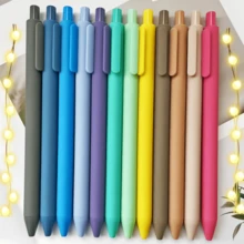 12/6/3pcs Morandi Pastel Colored Ink Gel Pen Set - Retractable Rubber Finished Gel Ink Pens-Aesthetic Pens - Colorful & Cute Pens For Journaling, Writing, Office And School Supplies