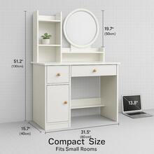 Compact Dressing Table With Lighted Mirror & Drawers - Space-Saving Storage Vanity For Small Bedrooms, Makeup Nooks Gift For Christmas