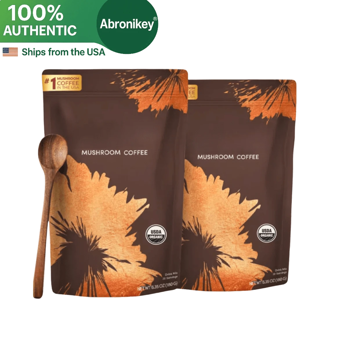 Abronikey 2 Pack | Organic Mushroom Coffee – Energy & Focus Support With Functional Mushrooms – Rich Flavor, Brew-In-Bag Convenience – Plant-Based Wellness Blend - 2 件裝 - 查看 1