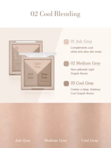 Dasique V形渐变修容盘，质地轻盈柔滑，呈现丝绒般细腻妆效。它能修饰脸部和鼻部轮廓，打造自然渐变效果，完美契合Y2K时尚玫瑰女孩的日常妆容。无论是派对、旅行、度假还是其他场合，它都是节日必备单品。这款修容盘也是送给女性的绝佳圣诞礼物，更是开学季的理想之选。 - #02 Cool Blending - 查看 10