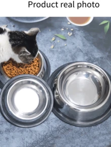 1個/2個不鏽鋼寵物食碗，狗餵食碗，防潑濺防滑銀色不鏽鋼狗碗，適合中小型寵物食物和水餵食碗，易於清潔貓餵食碗，食物和水防滑防翻疊放寵物幼犬碗 - 彩色 - 查看 8