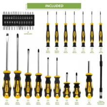 42PCS Premium Magnetic Screwdriver Set Cross-Head Flat Heads Precision UK STOCK - Black and Yellow - View 3