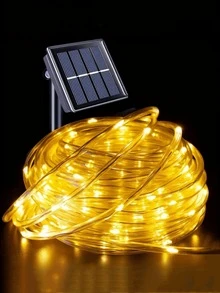 1支户外太阳能灯管 - 300/200/100/50颗LED灯珠，带太阳能板，8种照明模式，IPX4防水，适用于泳池、婚礼、圣诞节、庭院、小路装饰、万圣节、节日装饰和氛围照明、花园装饰、LED仙女灯，非常适合露台、花园、栅栏、树木、蹦床、婚礼、生日派对、圣诞节装饰，满足11种节日装饰需求。 - 彩色 - 查看 5