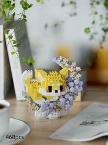 18 Pcs Cute Moon Flower Animal Building Blocks, DIY Animal Series Blocks, Desktop Decoration, Stress Relief, Home Decor, Assembling Figurine, Office Desk Accessories, Birthday Gift, New Year Gift, Christmas Gift, Suitable For Girlfriend Birthday, Creative Valentine's Day Gift