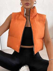 Damen modische ärmelloser Kurzjacke in Unifarbe, Herbst/Winter