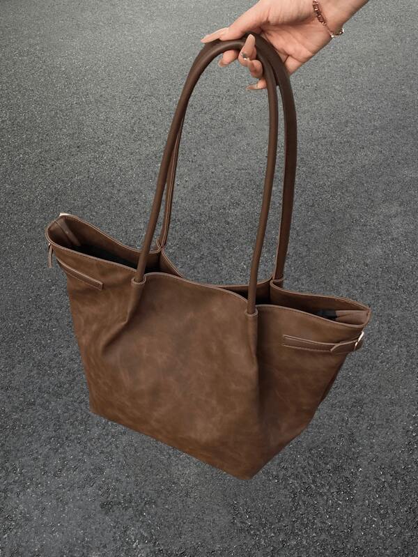 Bolsa vintage fosca de grande capacidade, nova bolsa de ombro versátil para deslocamento, bolsa tote moderna para mulheres