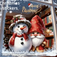 1pc Christmas Holiday Snowman & Santa Claus Wall Sticker - Plastic Adhesive Decor, Suitable For Glass, Windows, Bathroom, No Electricity Required, Creative Santa Claus Pattern Sticker, Reindeer Snowflake, Christmas Snowflake Window Sticker, Christmas Decorative Sticker, Christmas Snowflake Santa Claus Reindeer Snowman Sticker, Christmas Decor Sticker
