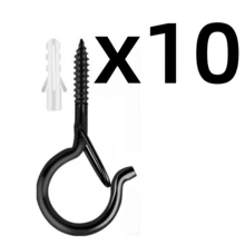 5/10 Pack Black Q-Hooks For Hanging - Ceiling Hooks, Outdoor Planter Hangers, Safety Buckles, Weatherproof Clips, Screw Eyes S, Heavy Duty Hooks For Outdoor String Lights Christmas Hangers