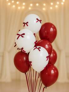 92pcs/Set White, Red Balloons And Red Bow Combination Decoration Set, Suitable For DIY Balloons, Simple Wedding Decor, Birthday, Wedding, Engagement, Outdoor Photography Decor, Baby Shower, Farm, Balloon Arch, Bachelor/Bachelorette Party, Gender Reveal Party, Christmas And Other Occasions - White and Red - View 5