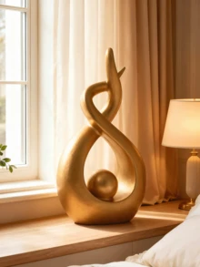 قطعة ديكور منزلي تحفة فنية حديثة تمثال خزفي ديكور طاولة غرفة الطعام وغرفة المعيشة والمكتب (ذهبي، كبير)