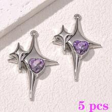 5/7 hạt mặt dây chuyền hình bướm, hình chữ thập, hình ngôi sao, hình thiên thần, hình trái tim phong cách Y2K thời trang dùng để làm đồ trang sức DIY, vòng cổ, hoa tai, vòng tay, phụ kiện móc khóa, tuyệt vời để đeo hàng ngày và làm quà tặng - Màu tím - Xem 9