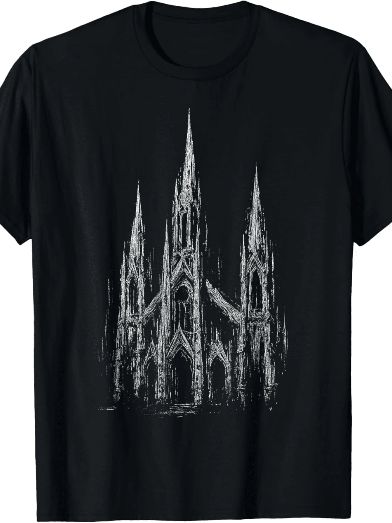 Gothic Church Cathedral Grunge Goth Dark Alt Aesthetic Art T-Shirt - 黑色 - 查看 1