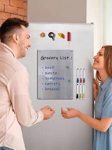 1 Set Acrylic Magnetic Memo Board - Multifunctional Weekly Planner And Fridge Storage Box, Kitchen/Office Fridge Notepad, Weekly & Monthly Planner, Reusable Shopping List And To-Do List, Transparent Memo Holder For Notes, Messages And Writing, Dry Erase, Also Can Be Used As Fridge Magnet Sticker - Multicolor - View 3