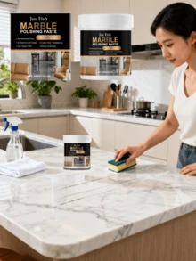 2pcs Value Pack Marble Polishing Paste, Quartz Countertop Scratch Remover, Tile Cleaner & Brightener, High-Quality Ingredients, Multi-Functional Cleaning & Protective Care, Suitable For Marble, Engineered Stone, Quartz, Tile, Granite, Faux Marble