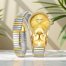 新款时尚休闲蛇形钻石女士石英表，日常佩戴和礼物，蛇形手表 - 彩色 - 查看 5