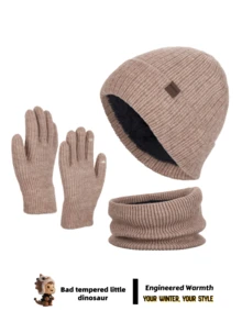 1/2/3件男士冬季保暖帽子、围巾、手套套装，新款加厚针织帽，保暖针织滑雪面罩，适合秋冬季户外活动、露营、钓鱼、徒步旅行、旅行、度假