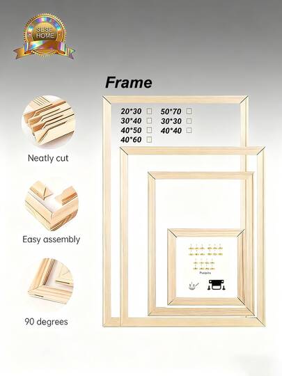 SESE HOME - Juego de marcos de fotos de madera DIY - Marcos de fotos de pino macizo gruesos con clavos para una instalación fácil - Marcos para lienzos, pósteres y obras de arte - Montaje en pared para decoración del hogar, oficina y aula, idea de regalo
