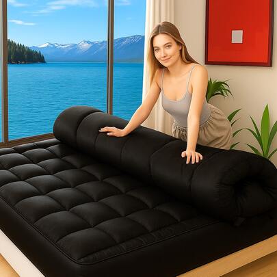 Extra Thick Mattress Topper Cooling 1800gsm Bamboo Queen Mattress Protector Breathable & Soft Mattress Pad Fall Asleep Quickly Stretches Up 8-21" Deep Pocket Overfilled Down Alternative Filling