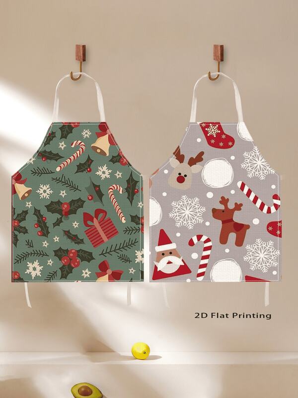 1 Stück Weihnachts-Sonderausgabe Schürze, strapazierfähiges Leinenmaterial Schürze, Geschenk für Mutter/Geliebte, Weihnachtsparty Küchen-Kochschürze, Backzubehör, 55*68cm große Größe
