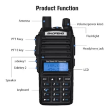 Walkie Talkie Baofeng Uv82 Uhf/vhf 128 Canale 8km Bandas De Frecuencia 25 | 12.5khz Color Negro - Negro - Ver 11
