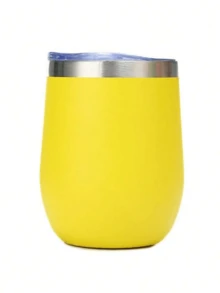 LMMAKE 1pc Water/Beer Mug, 12oz/350ML Powder Coating Wine Tumbler With Push Lid, Stemless Insulated Wine Glasses, Double Wall Vacuum Stainless Steel Travel Tumbler, For Cold & Hot Drinks, Wine, Coffee, Cocktails And More, Back To School Supplies - 不銹鋼杯 - 查看 13