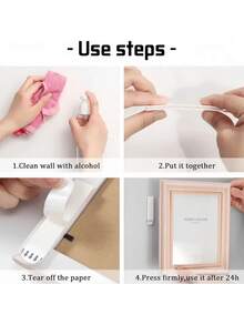 12 Pairs [24 Pcs] Nylon Picture Hanging Strips, No Drill Hooks, Frame Wall Art Ledge, Invisible Hook-And-Loop Glue, Double-Sided Wall Mounting