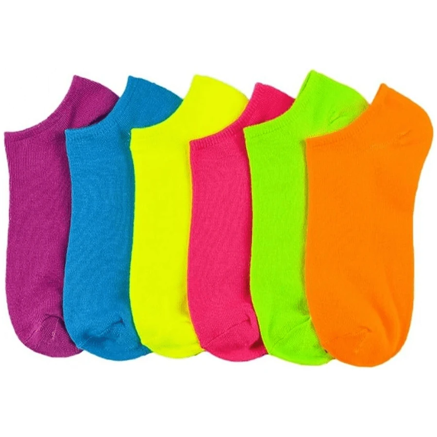Generic 6 Pairs Women Ankle Sports Socks Neon Colorful No Show Low Cut US 9 11 Fashion - 白色 - 查看 1