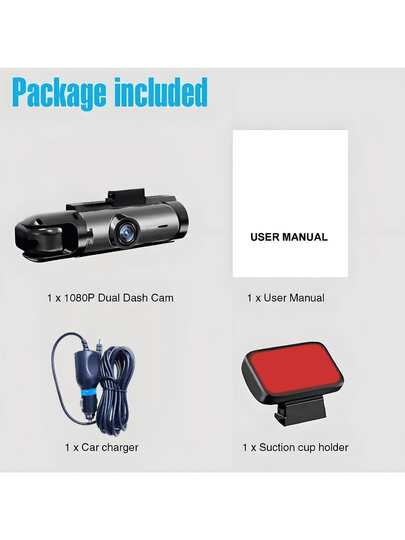 Dual Lens Dash Cam Night Vision, 1080P Front Embedded Cameras, Wide Angle Car DVR, 3.16" IPS Screen, 24 Hour Motion Sensor Parking Mode, 32GB Memory Card Loop Recording Battery Capacity 150mAh view 7