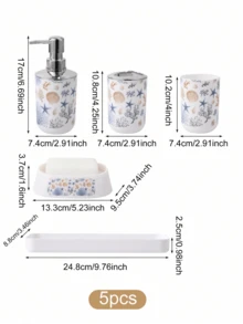 浴室配件套装 9 件套海洋图案浴室套装（带垃圾桶）浴室配件套装海洋浴室配件套装家居浴室装饰夏季返校季 - 彩色 - 查看 12