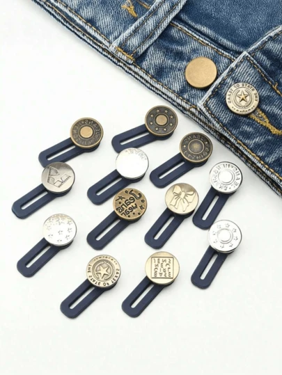Extensor de Botões Calça Jeans Ajuste Unissex Confortável Silicone Aumenta Medidas Uma Casa