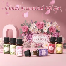 MORE BEAUTY  Kit de aromaterapia floral natural y saludable de 12 botellas, difusor y vela para crear aromas de aceites esenciales para aromaterapia, kit de regalo de aceites de aromaterapia 6x10ml - jazmín, lavanda, rosa, gardenia, sakura, madreselva.