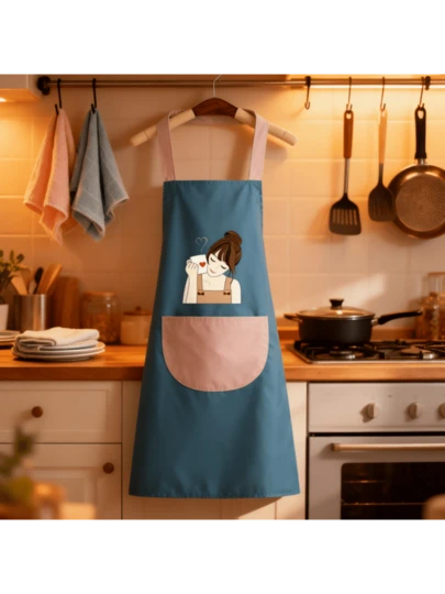 2-Piece Practical Cotton - Linen Apron: Ideal For Cooking & Dishwashing