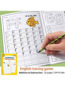 32 Pages Children's ABC Letter Tracing Workbook | Suitable For Preschool And Kindergarten A-Z Letter Practice | Fun Early Writing Book With Drawing Pages, Copybook, Magic Words, Beautiful Gift, Exercise Book, Interesting, Durable English Writing Book - 彩色 - 查看 8