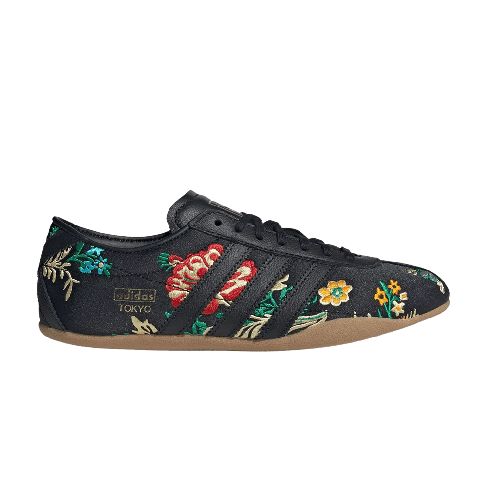 Adidas Womens Tokyo 'Floral Embroidery Pack - Black' (Women's Sizes) Cream White/Gold Metallic/Gum JR1494 Autumn New - màu đen - Xem 1