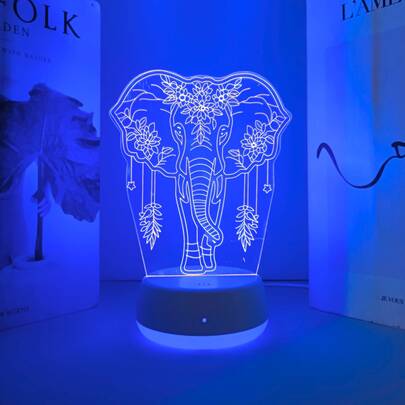 1pc Elephant Theme 3D Gradient Color Night Light, Home Decor Lamp For Nighttime Lighting, USB Powered Touch Base, A Nice Gift For Various Occasions