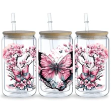2D Flat Butterfly UV DTF Transfer Stickers - Suitable For Cups, Bottles, Stationery, Crafts, DIY Artwork - Easy To Apply, Durable, Homemade Decorations (Cup Not Included)