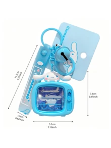 سلسلة مفاتيح سانريو سينامورول زرقاء، مطرزة بتفاصيل 4 بوصات، قفل بالضغط، سلسلة من سبائك معدنية، ديكور للحقيبة والمفتاح، للاستخدام اليومي، هدية لمحبي سانريو، لمسة مميزة، إصدار محدود، جاهزة للهدايا، لون أزرق سماوي، لمسة كاواي، غرزة متينة، رفيق مكتب، ديكور منزلي، مشبك حقيبة ظهر، مروحة للبالغين