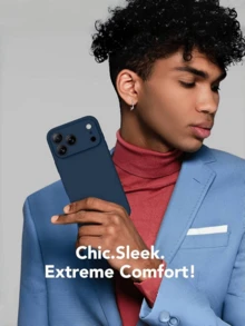 Funda de teléfono de unicolor versátil (azul marino/negro/rojo) | Material de textura de silicona líquida + forro interior suave | Recortes precisos y diseño minimalista de moda para protección contra impactos | Adecuado para compatible con Apple 17/17 Pro/17 Pro Max/17 Plus, compatible con Apple 16/15/14/13/12/11, S20-S25/Ultra, compatible con Redmi y otros modelos, esencial para entusiastas de la moda y usuarios de negocios, versión internacional, no la versión nacional - Azul - Ver 3