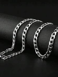 2pcs Black/Silver Chain Necklace Set, Minimalist Retro Jewelry Set For Men, Suitable For Daily Wear